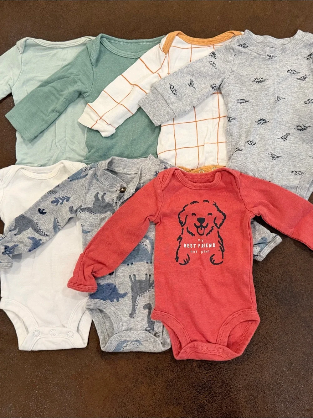 7 Newborn Long Sleeve One-Piece Bodysuits